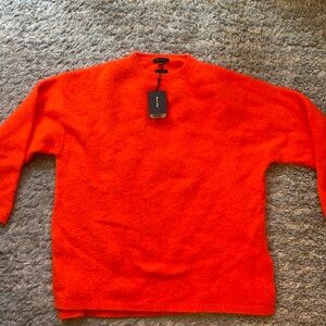 Massimo Dutti Bright Orange Wool Crew Neck Sweater